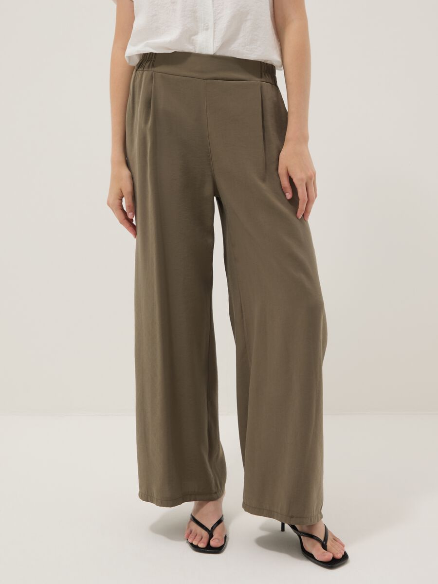 Green viscose-blend palazzo trousers_1