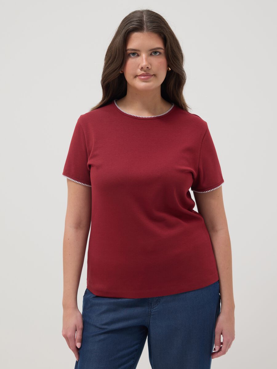 Red pure cotton short sleeve T-shirt regular fit_0