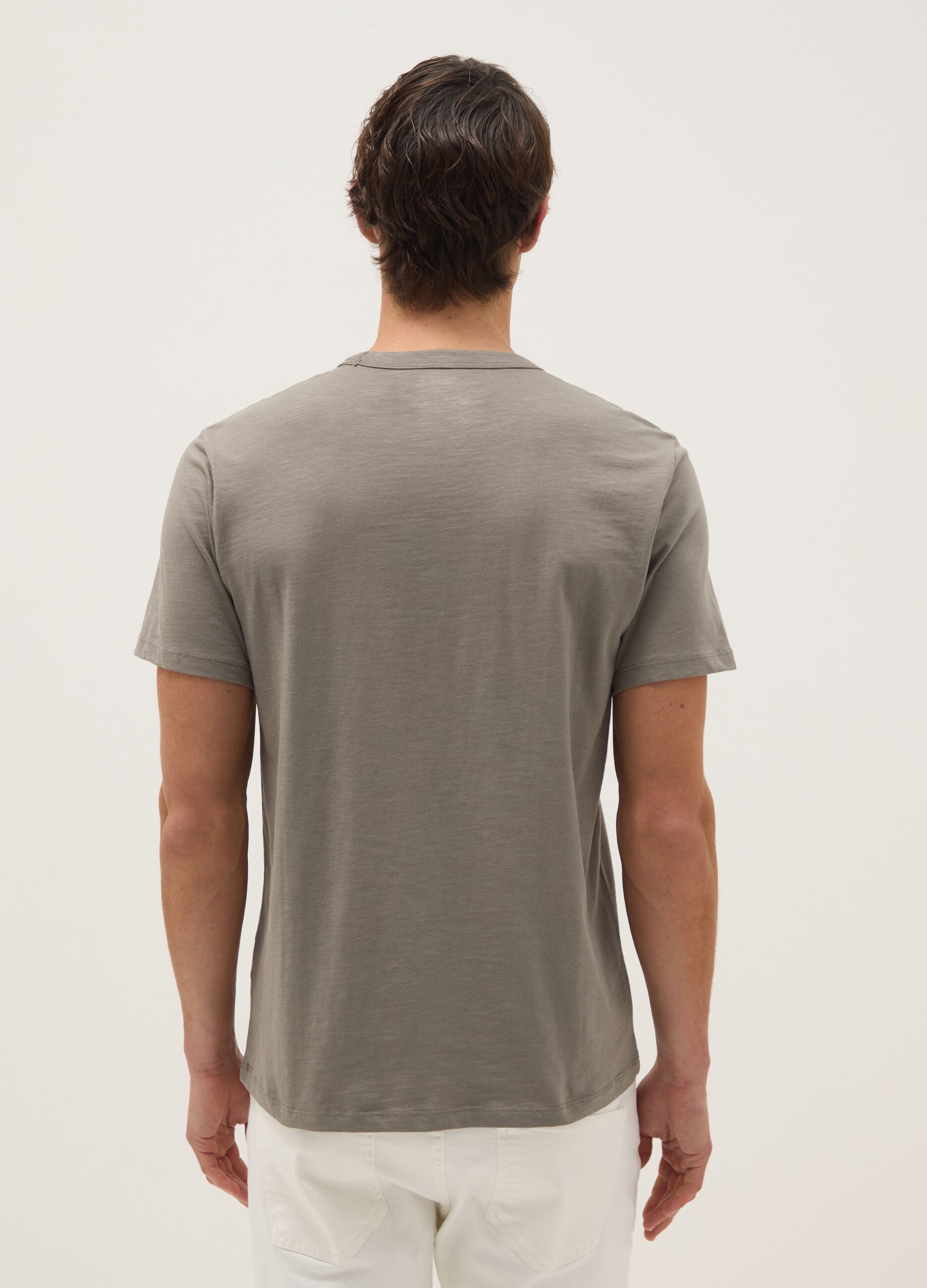 Grey pure cotton short sleeve regular fit t-shirt