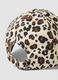 Beige stretch cotton cap with animal print_1