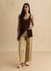 Brown pure cotton vest with perforated texture_1