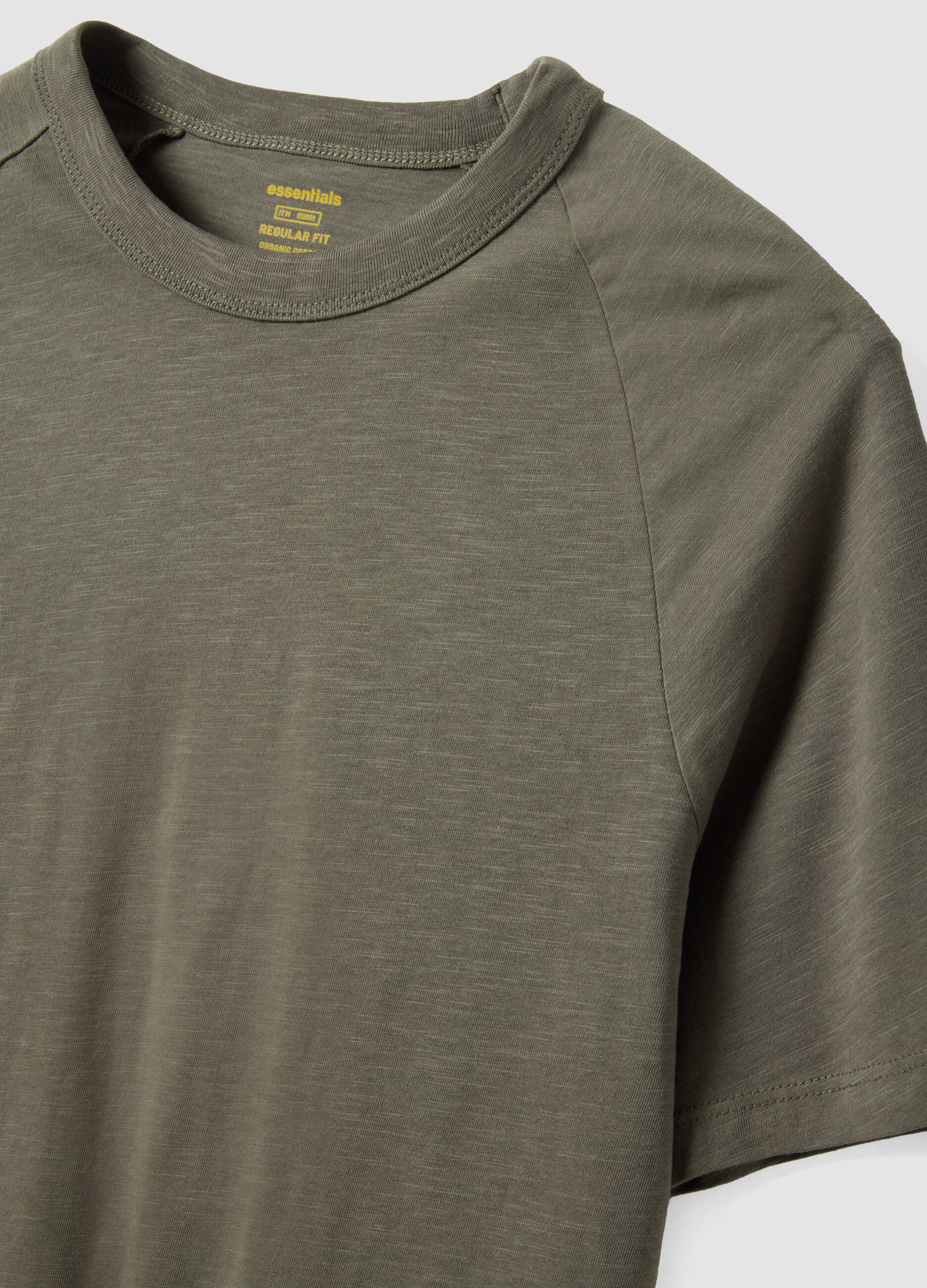Regular fit green pure cotton T-shirt