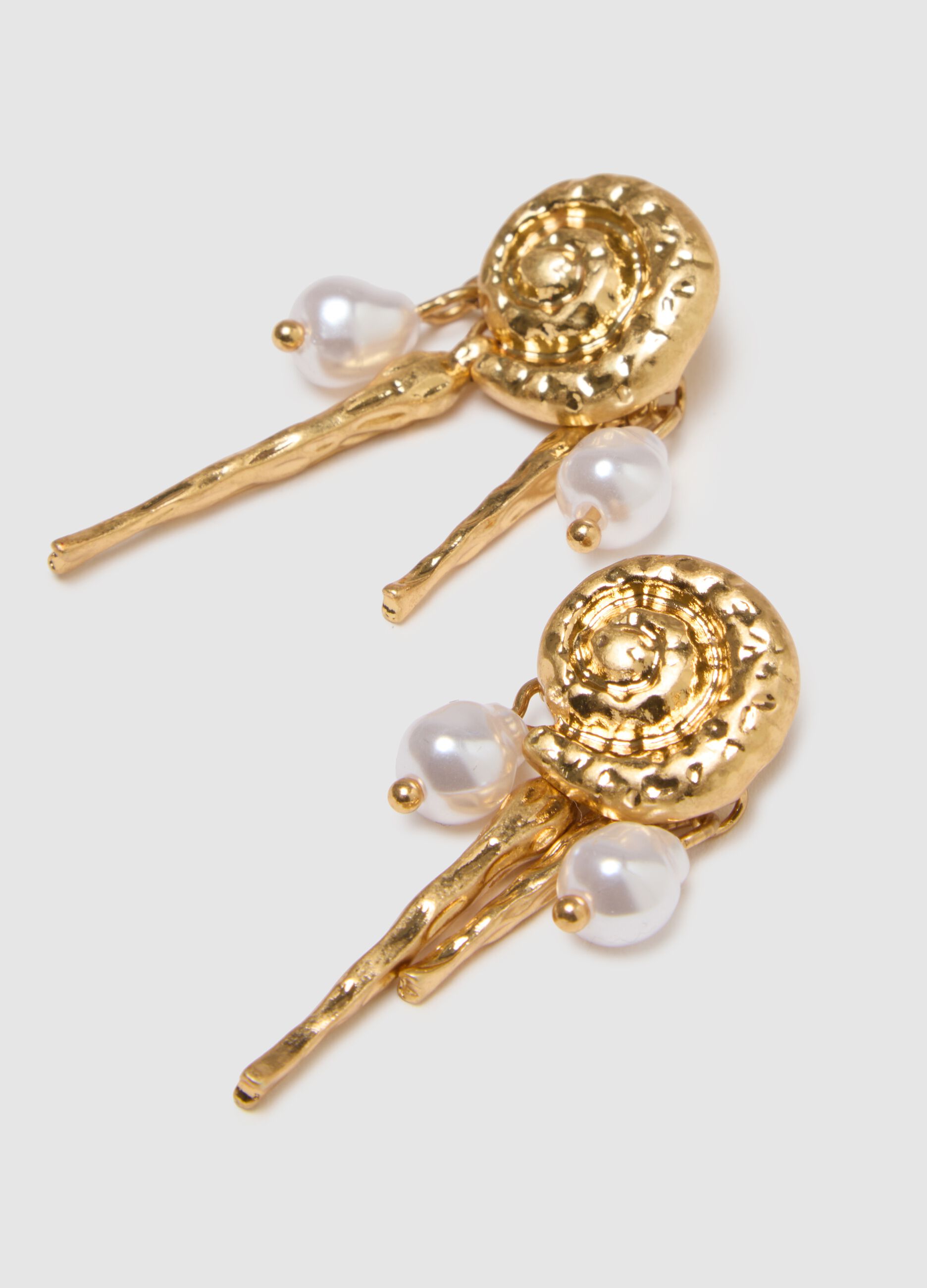 Gold-coloured steel earrings with pearls