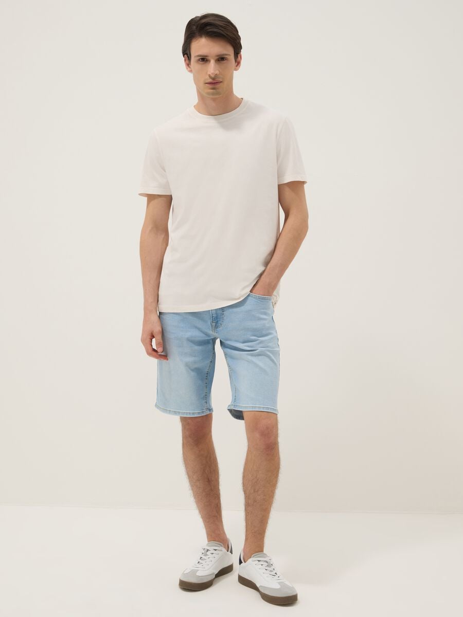 Beige pure cotton regular-fit short-sleeve T-shirt_1