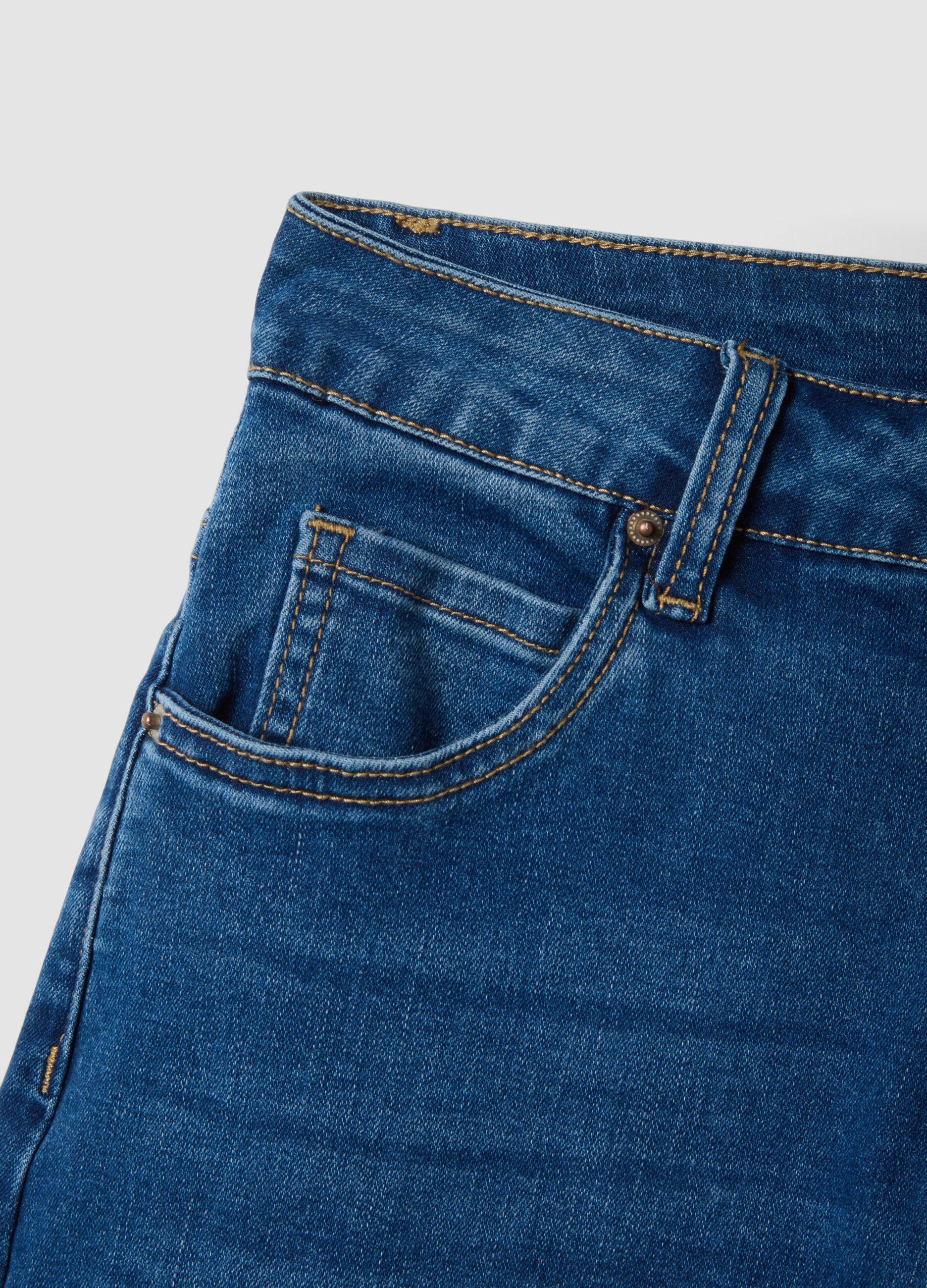 Stretch Blue Denim Cotton Blend Trousers Regular Fit