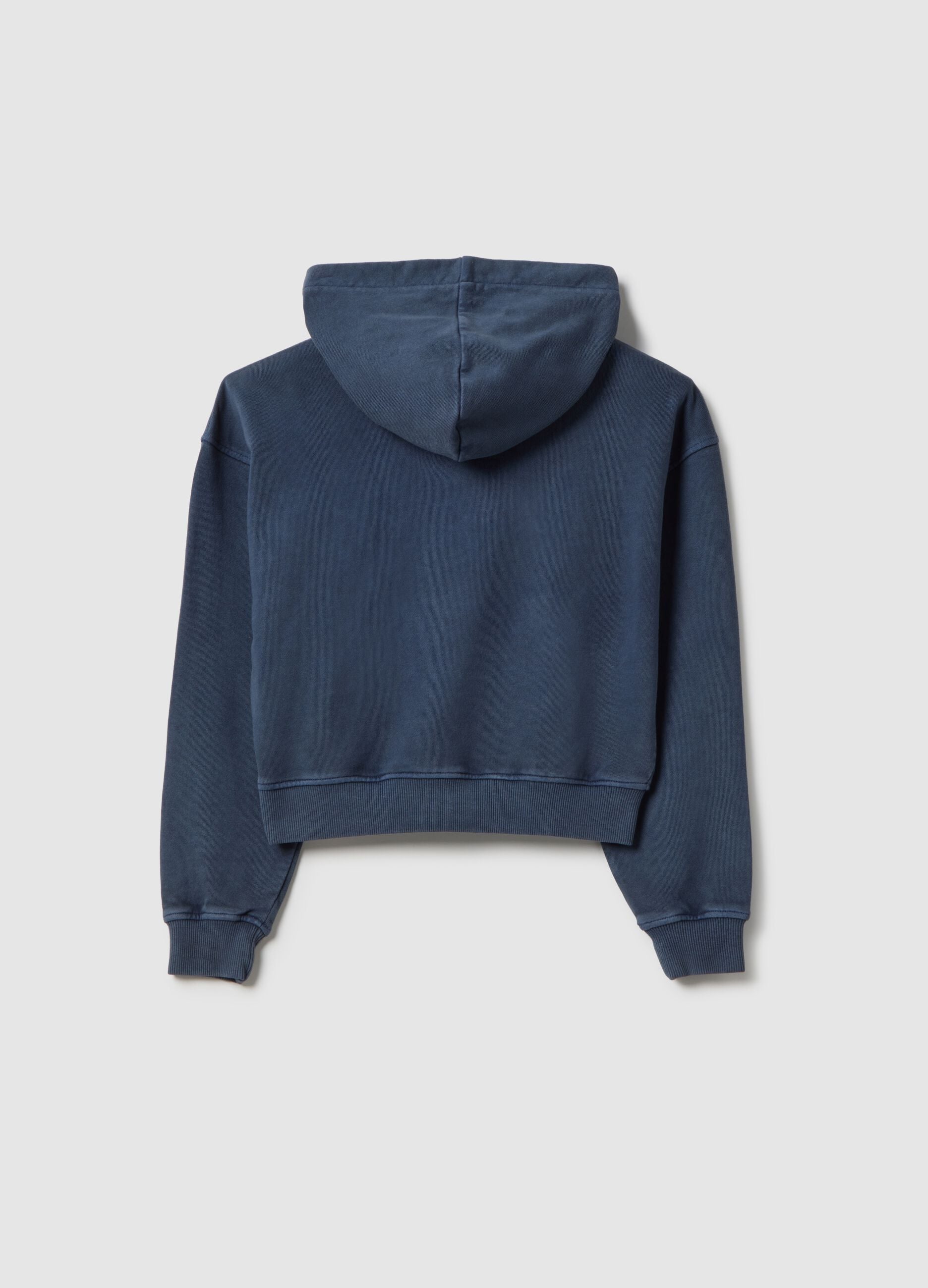 Felpa in puro cotone blu regular fit da ragazza con cappuccio