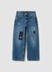 Blue pure cotton denim jeans, straight fit with patches for boys_0