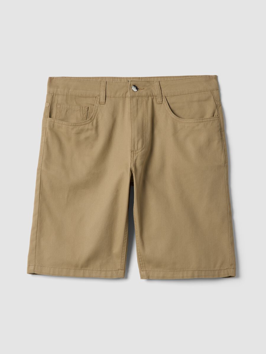 Shorts beige in puro cotone regular fit_4
