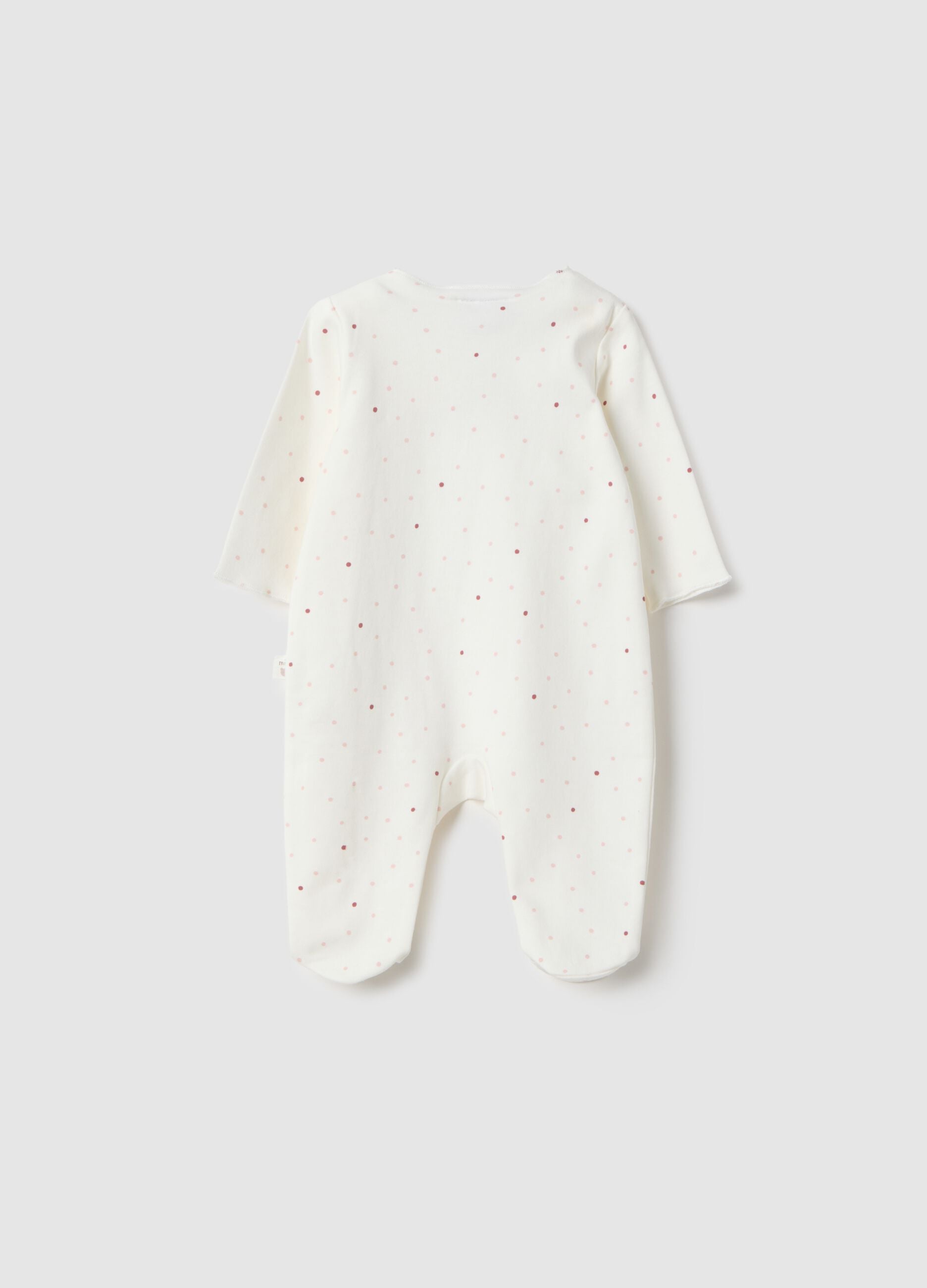 White pure cotton baby girl bodysuit with polka dots, regular fit