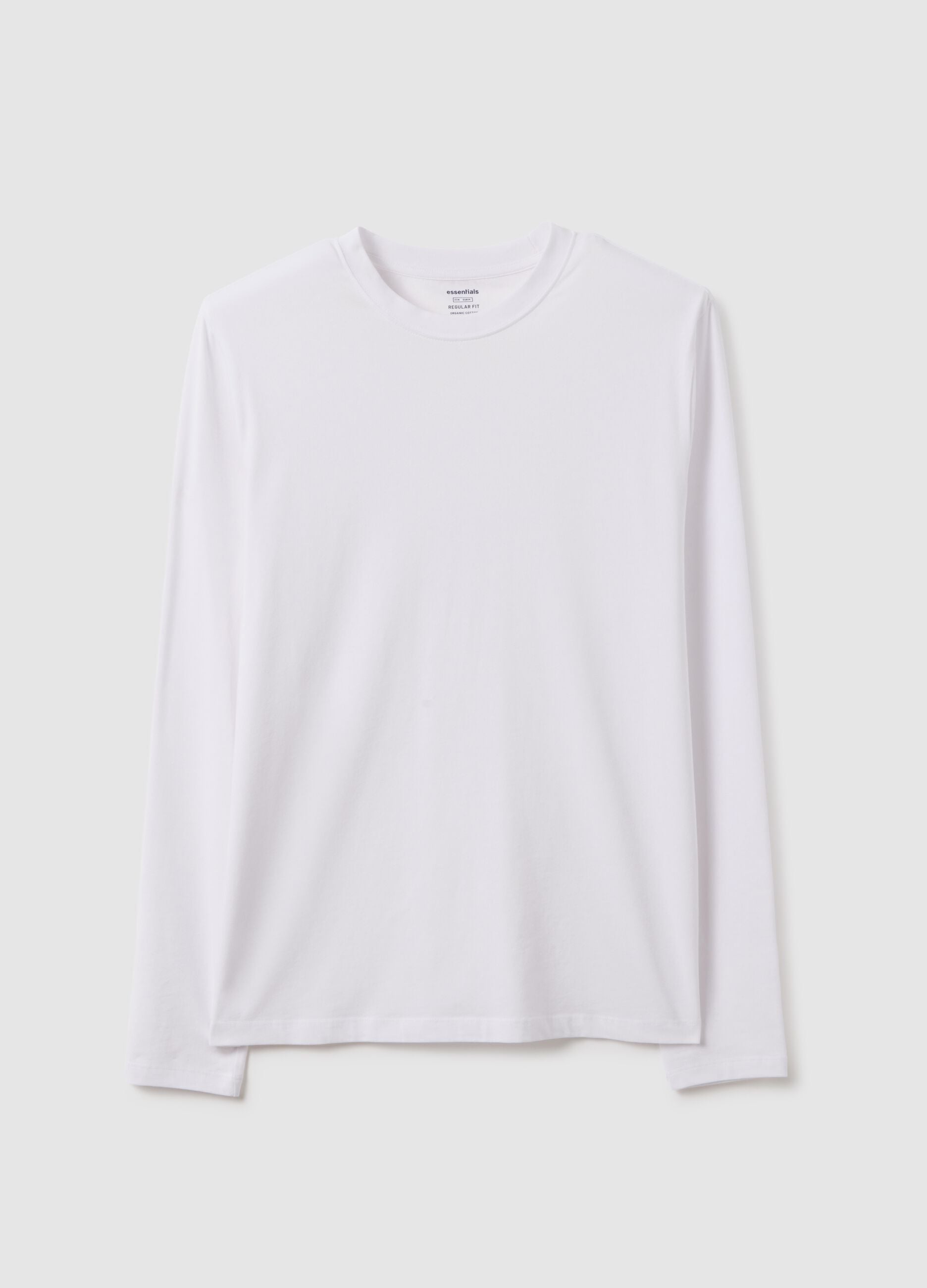 White long sleeve T-shirt in stretchy cotton regular fit