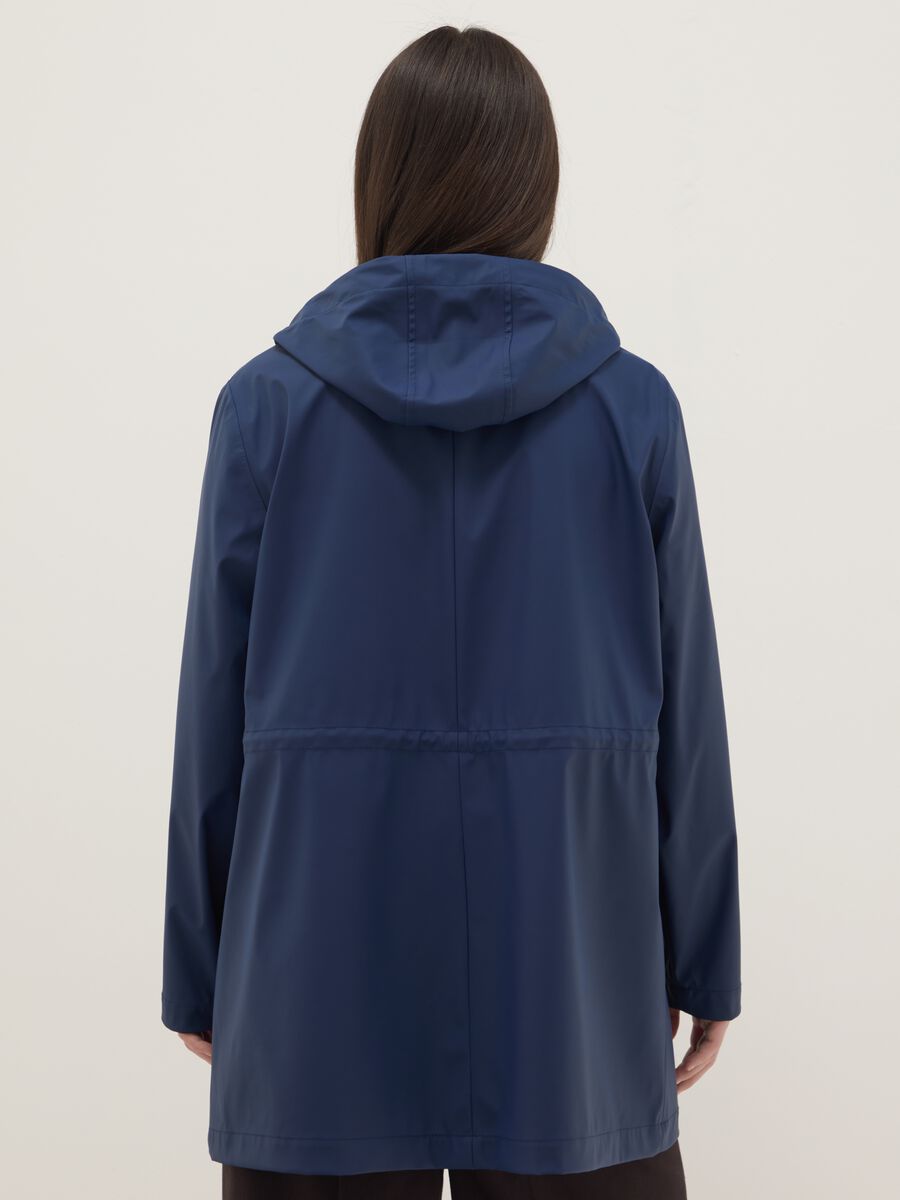 Regular fit blue rain jacket with hood_3