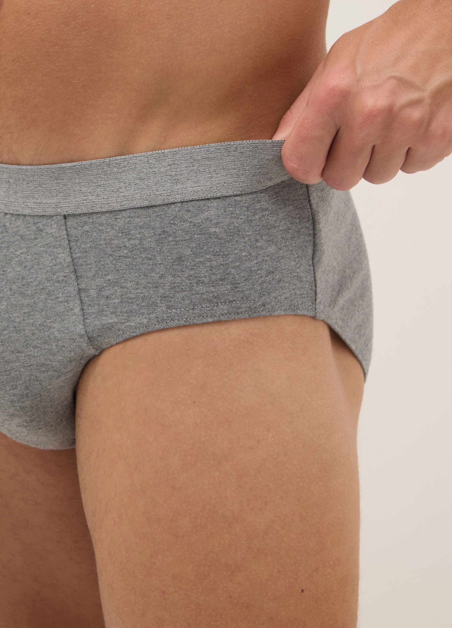Triple pack of grey stretch cotton briefs regular fit