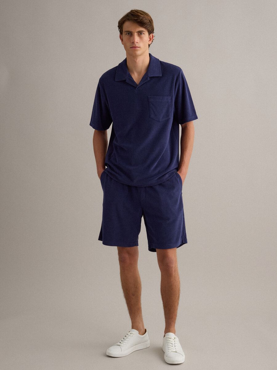 Blue cotton-blend short-sleeve polo shirt, regular fit_2