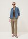 Beige viscose and linen blend straight-fit trousers with drawstring_1