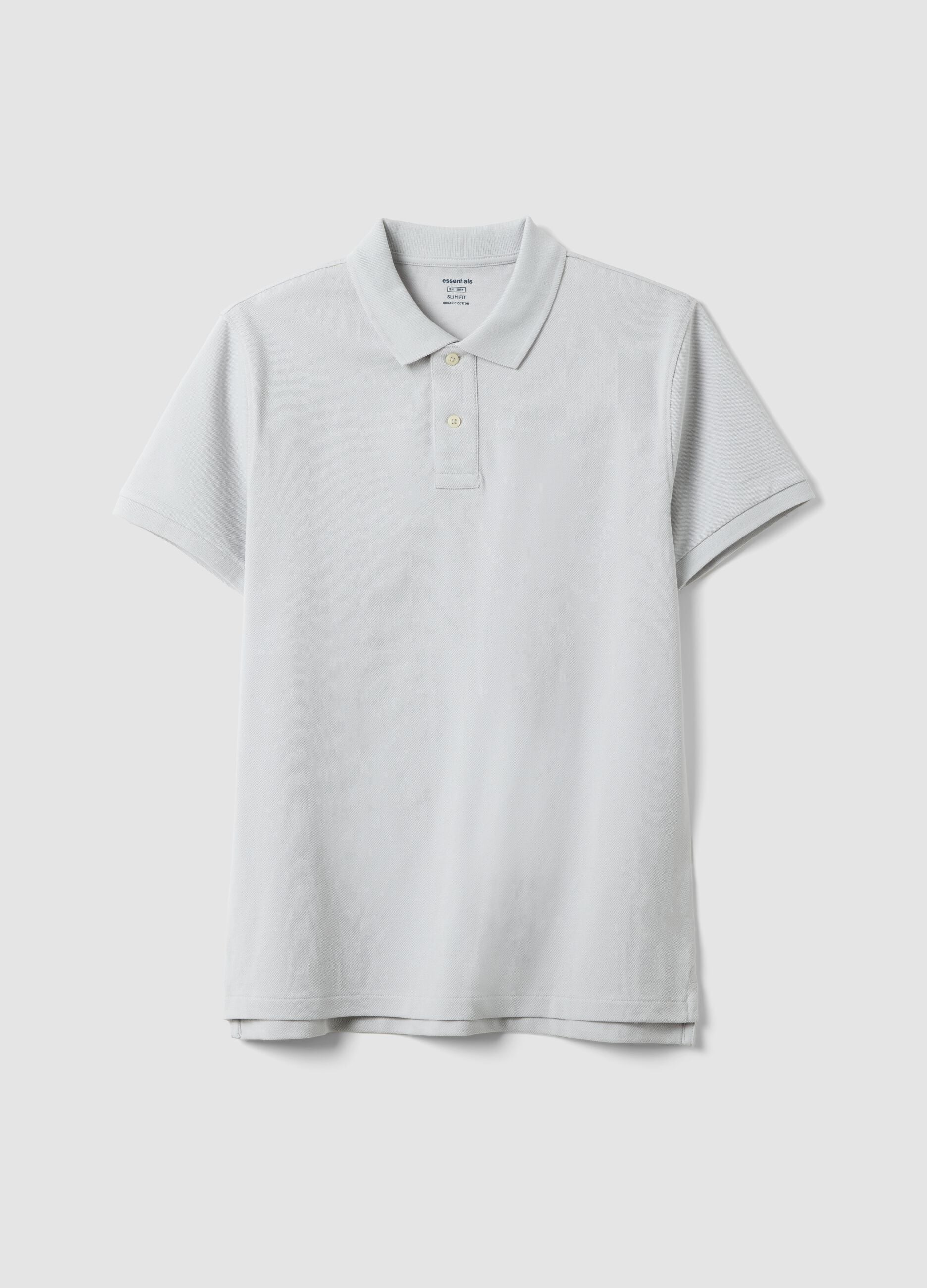 Grey slim fit short sleeve pure cotton polo