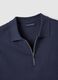 Short-sleeved blue pure cotton polo, regular fit with zip_5