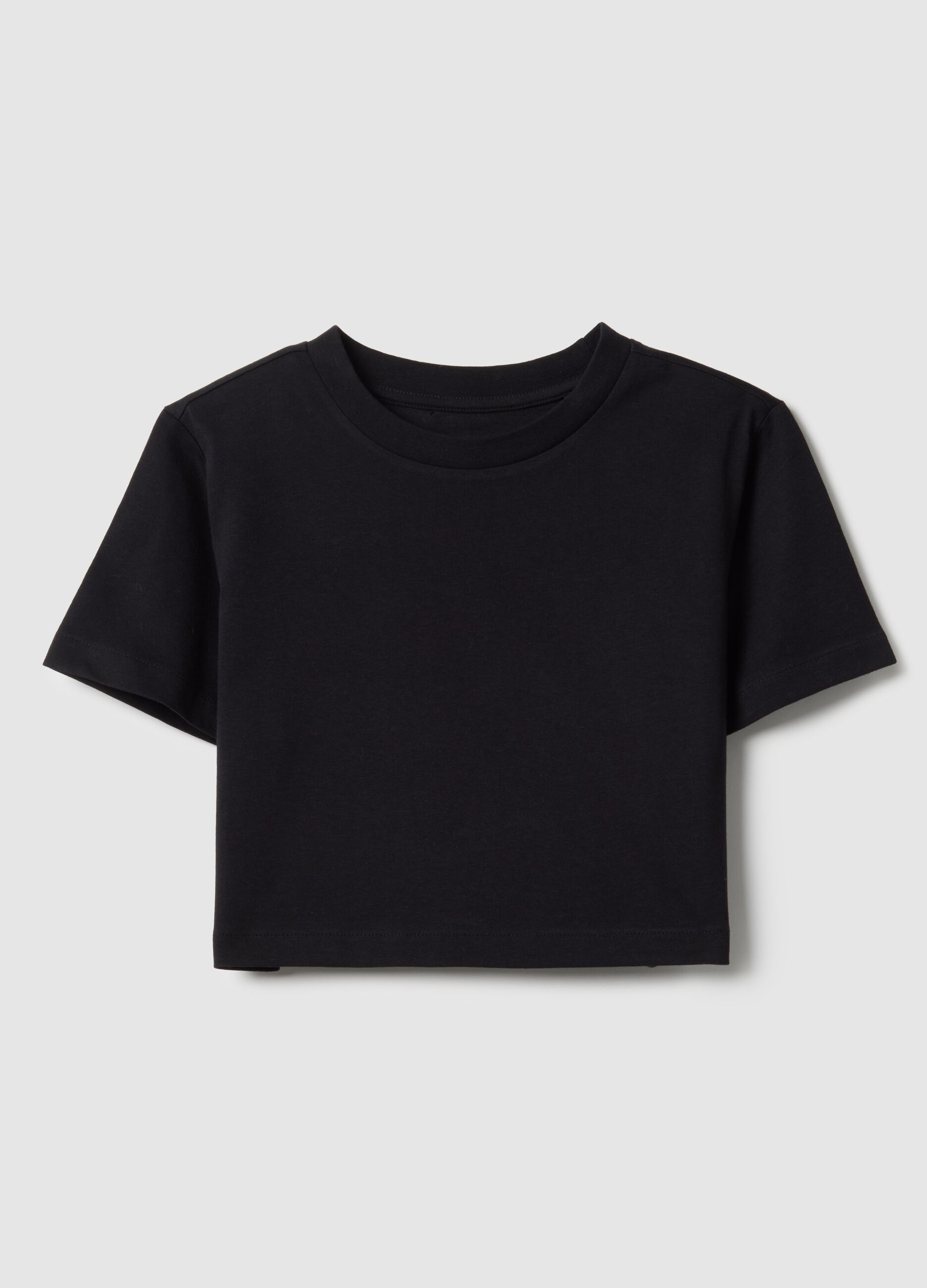 Girls' black pure cotton boxy fit t-shirt