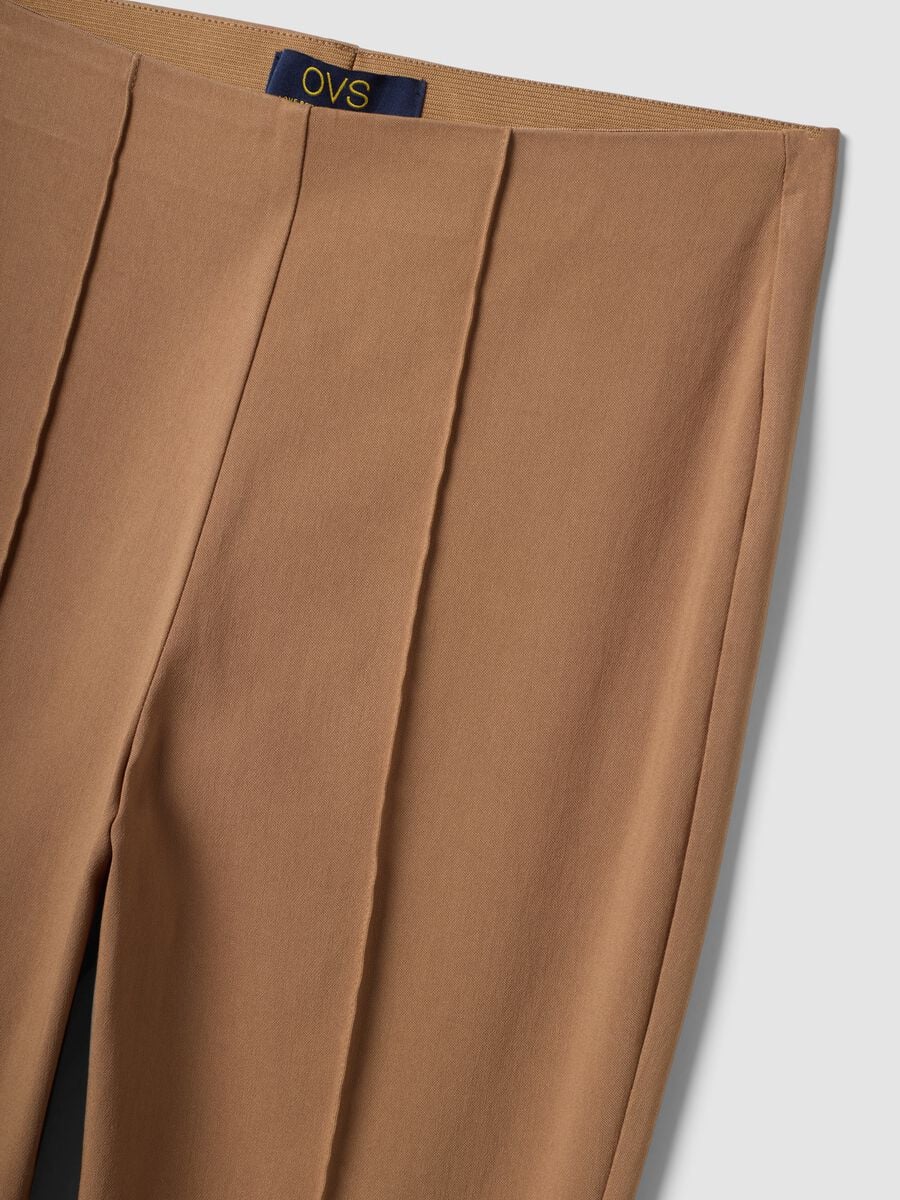 Brown stretch viscose slim-fit leggings_6