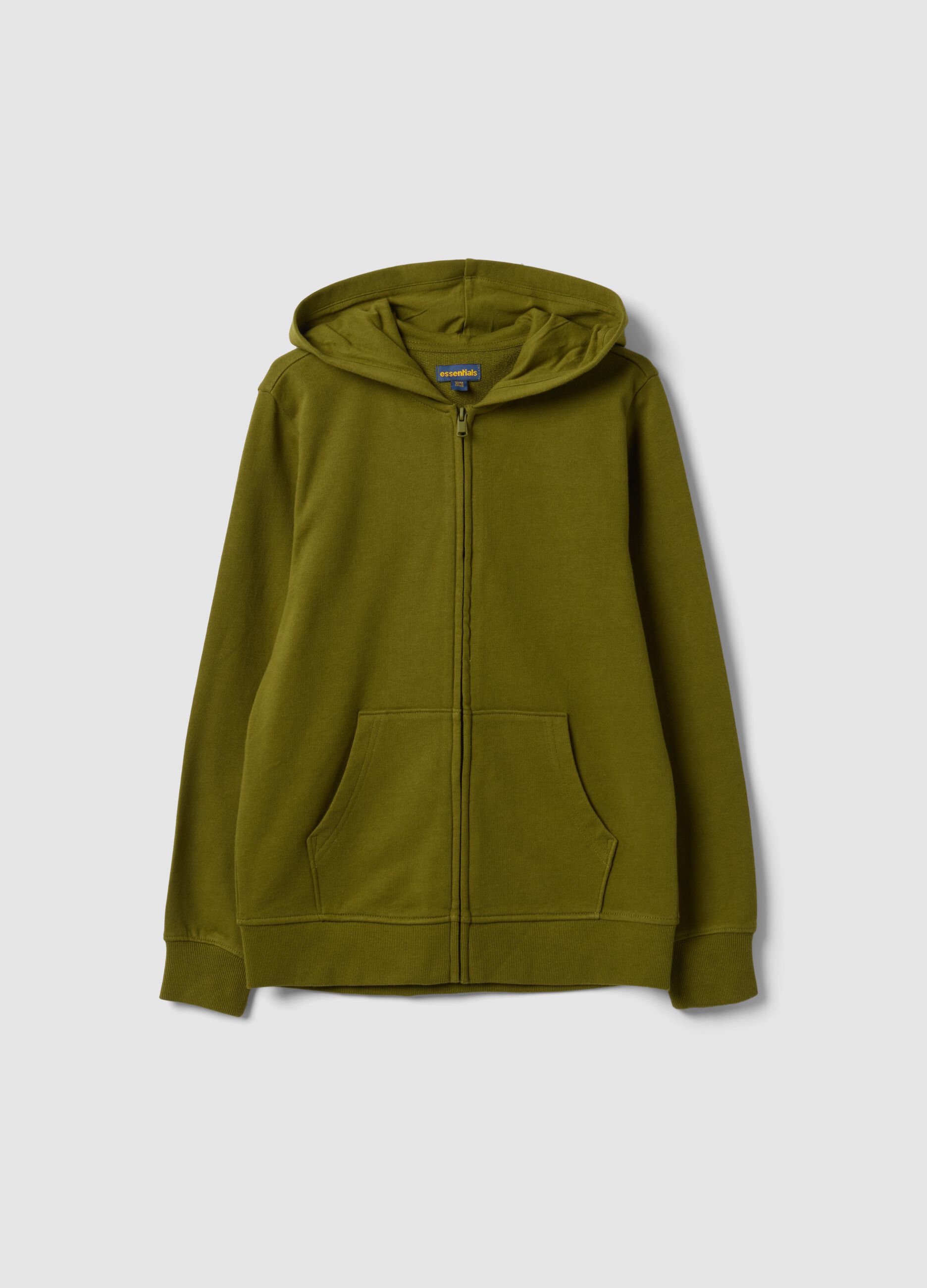 Green organic cotton hooded sweatshirt, regular fit, for boys