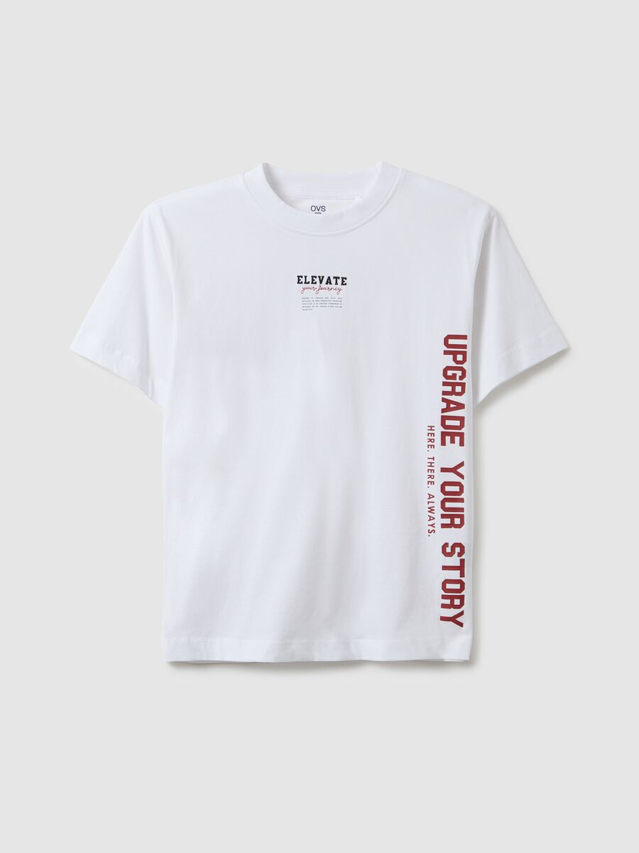 T-shirt in puro cotone bianco da ragazzo relaxed fit con stampa_3