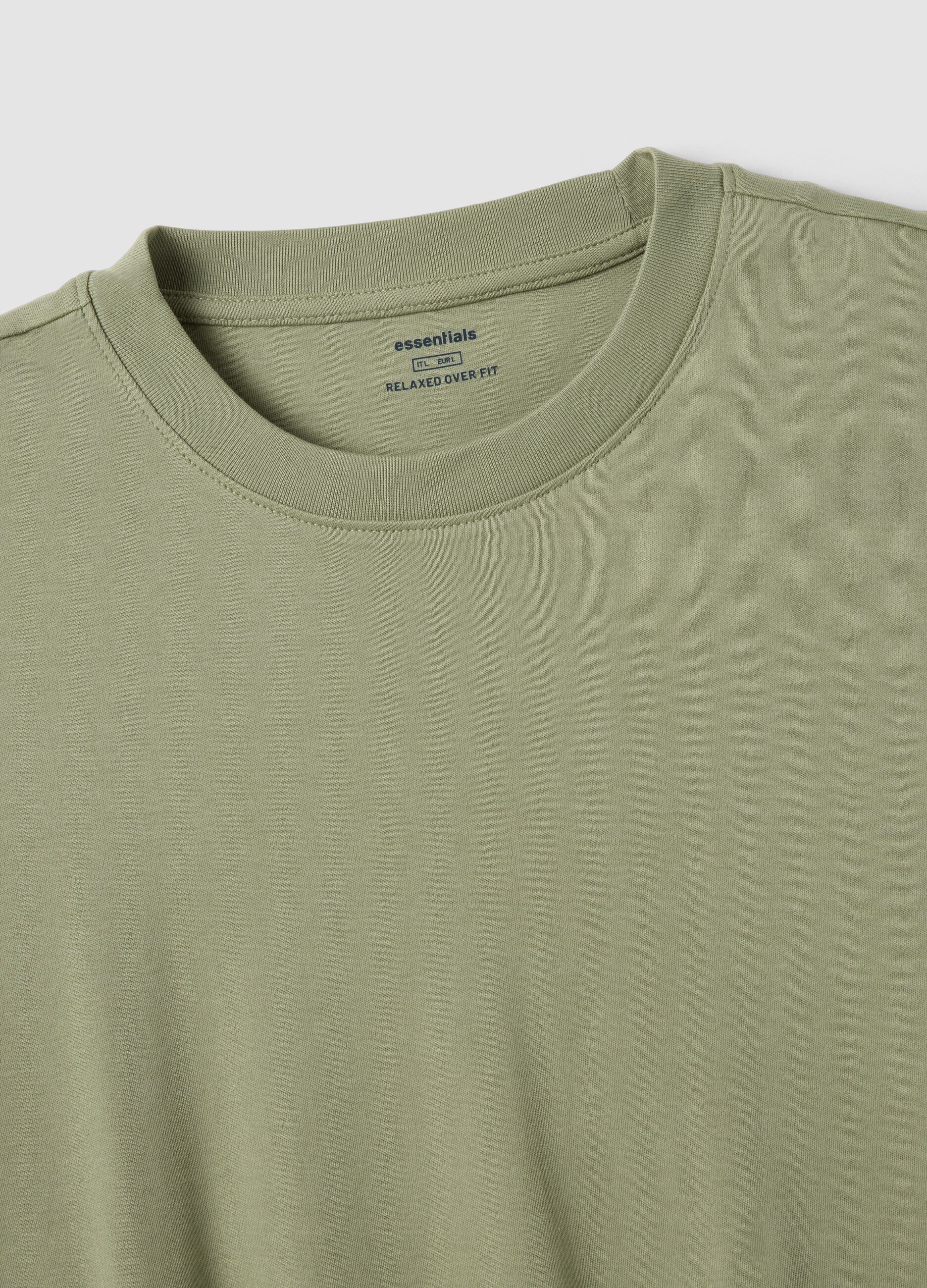 Green pure cotton short-sleeve T-shirt, relaxed fit