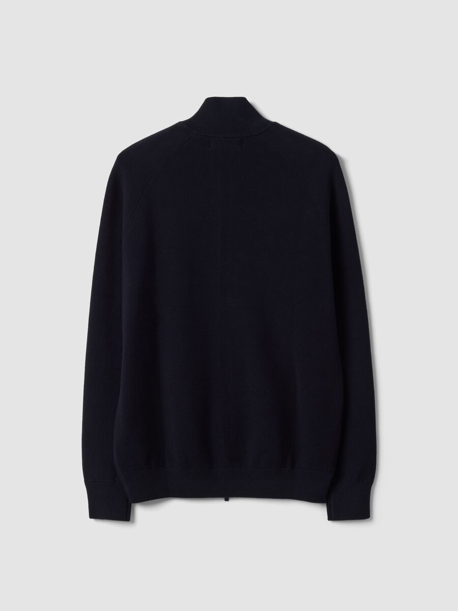 Cardigan blu in misto cotone con colletto regular fit_1
