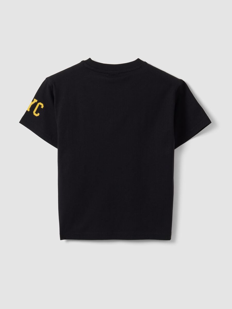 T-shirt nera in puro cotone con stampe all over per bambino_1
