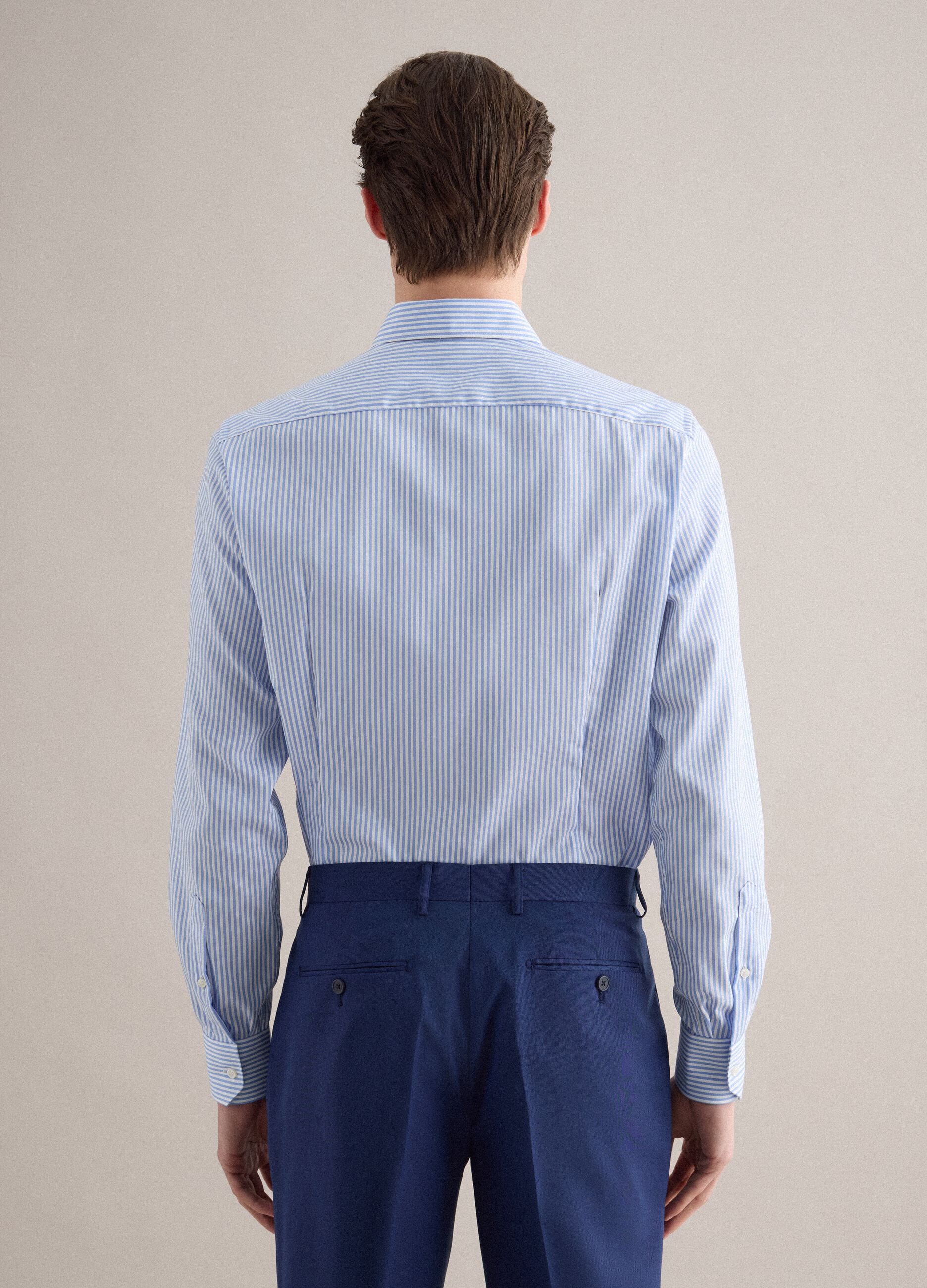 Multicolour striped slim fit pure cotton shirt