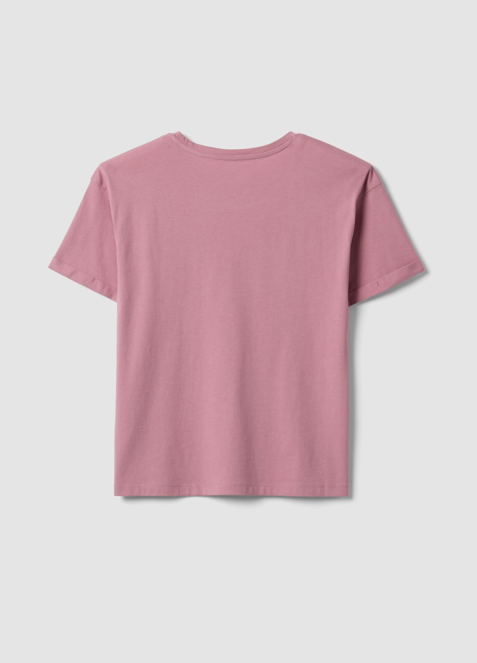 Pink organic cotton pyjama T-shirt with front slogan