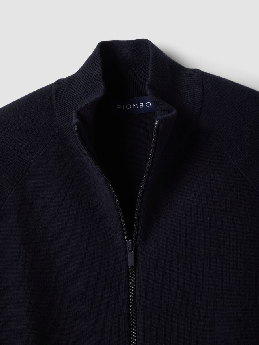 Cardigan blu in misto cotone con colletto regular fit_2