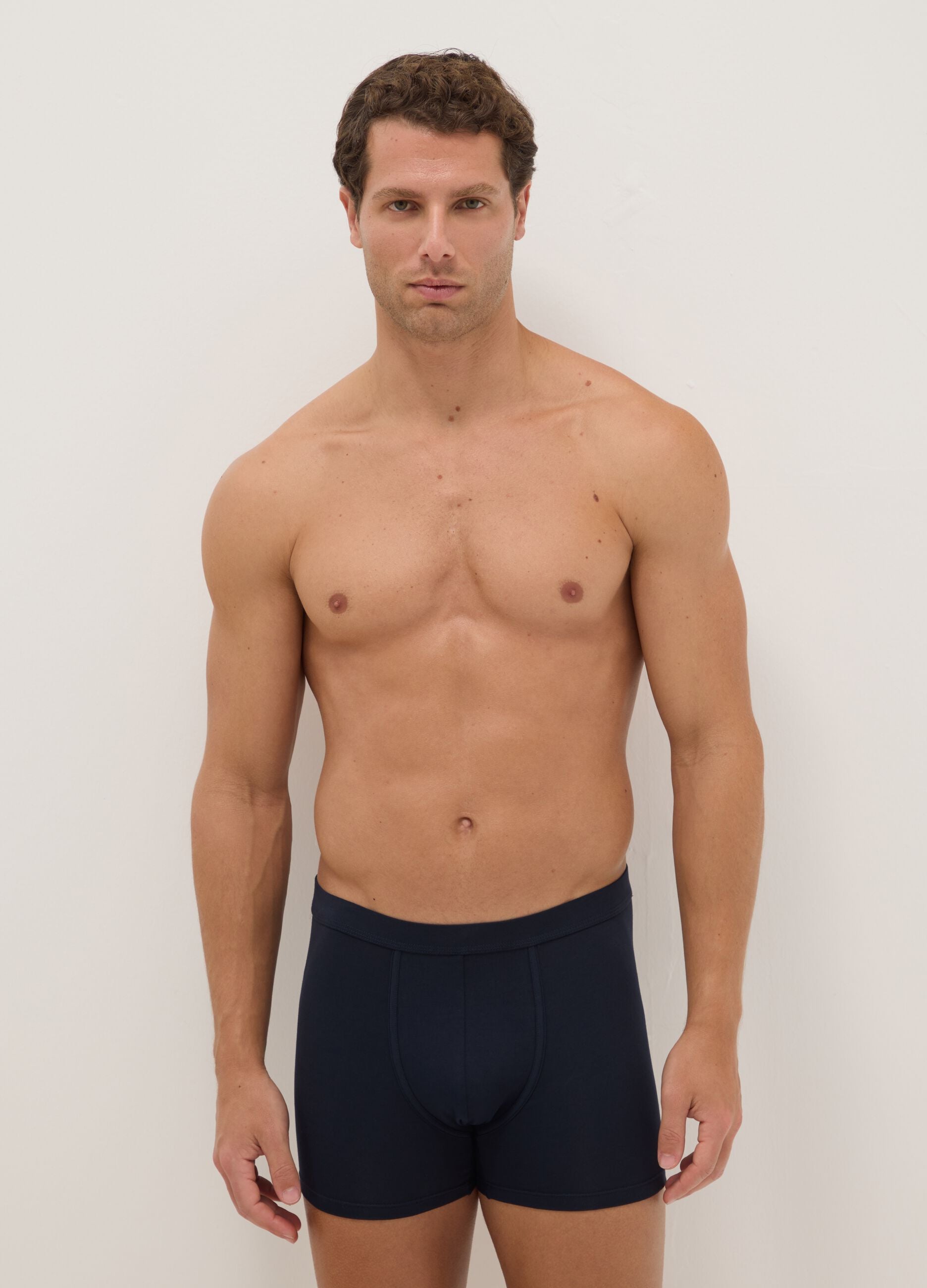 Blue midi boxer briefs 2-pack in stretch Supima cotton, regular fit