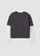 Girls&rsquo; grey oversized pure cotton T-shirt with double sleeves_4