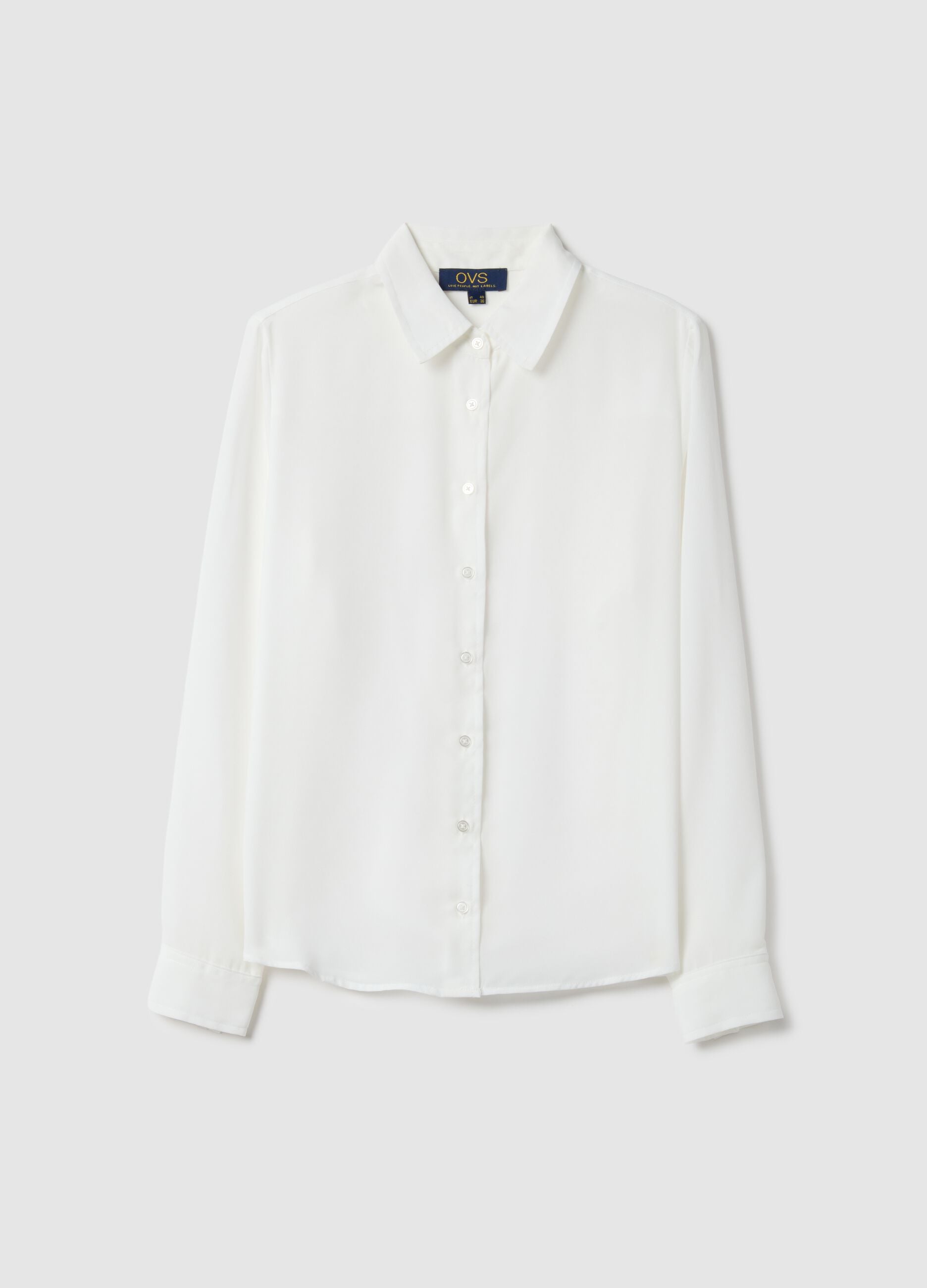 White crepe shirt with classic collar