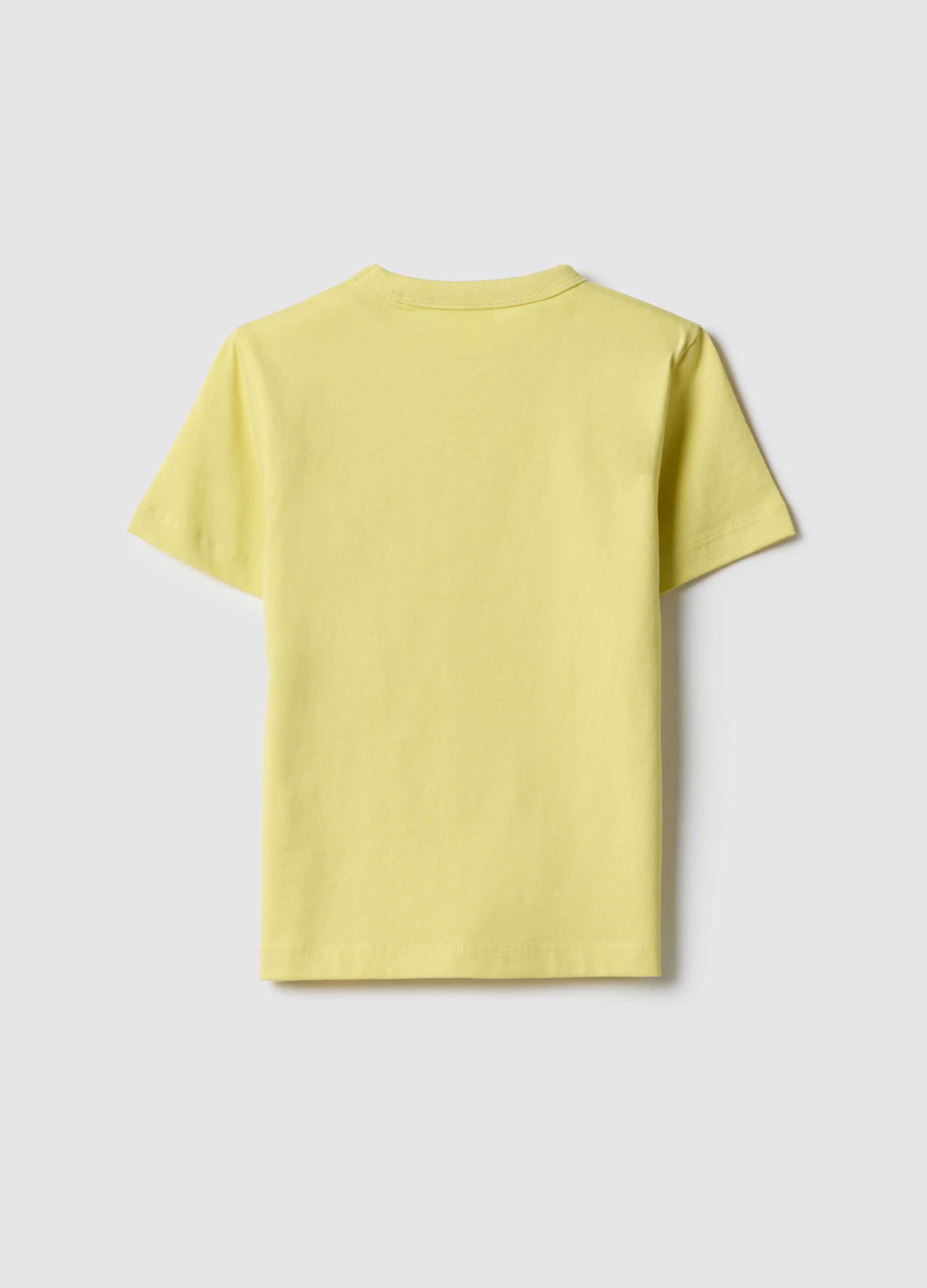 Yellow crew neck t-shirt for boys in pure cotton regular fit