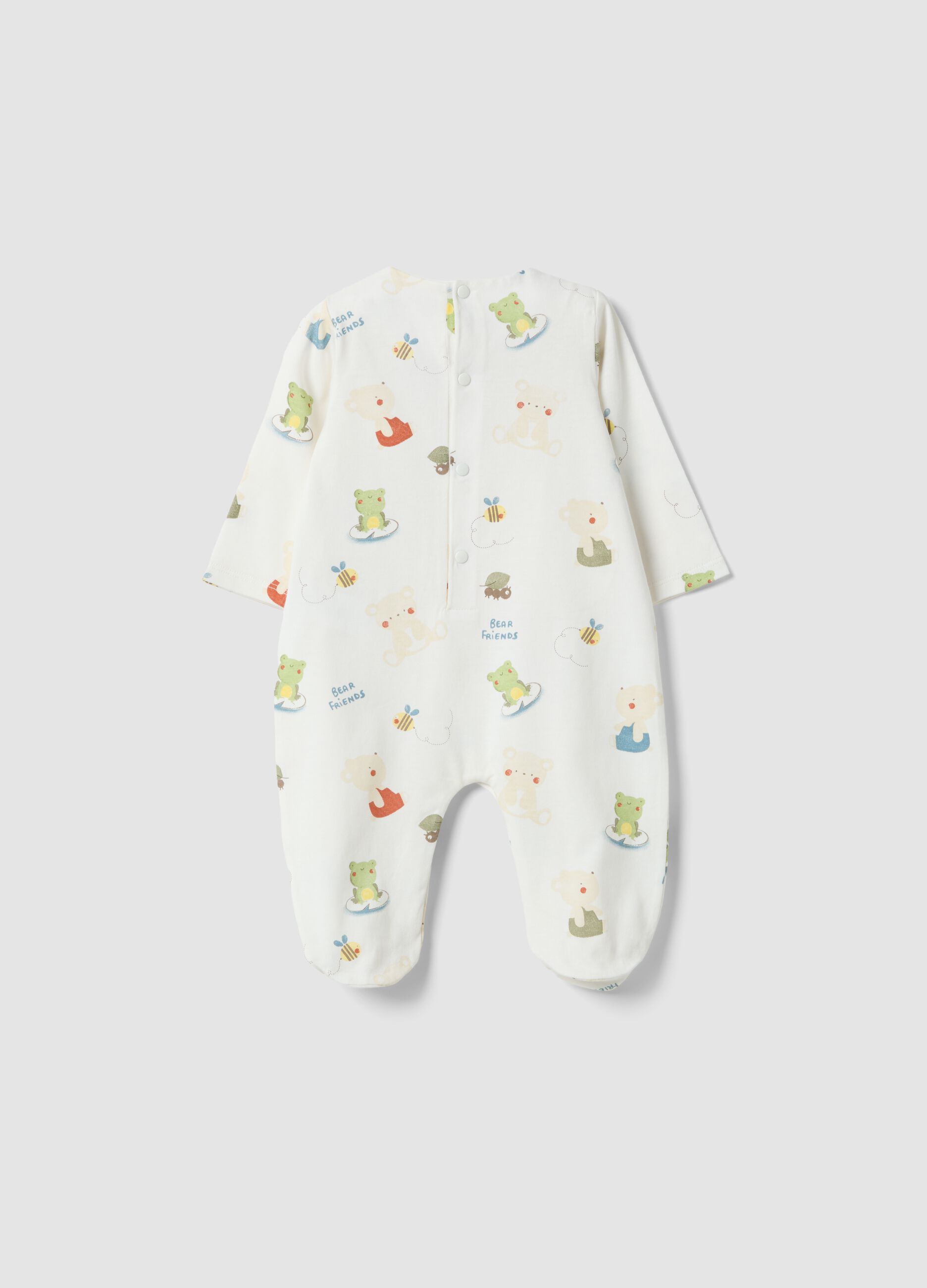 White newborn pure cotton sleepsuit with designs