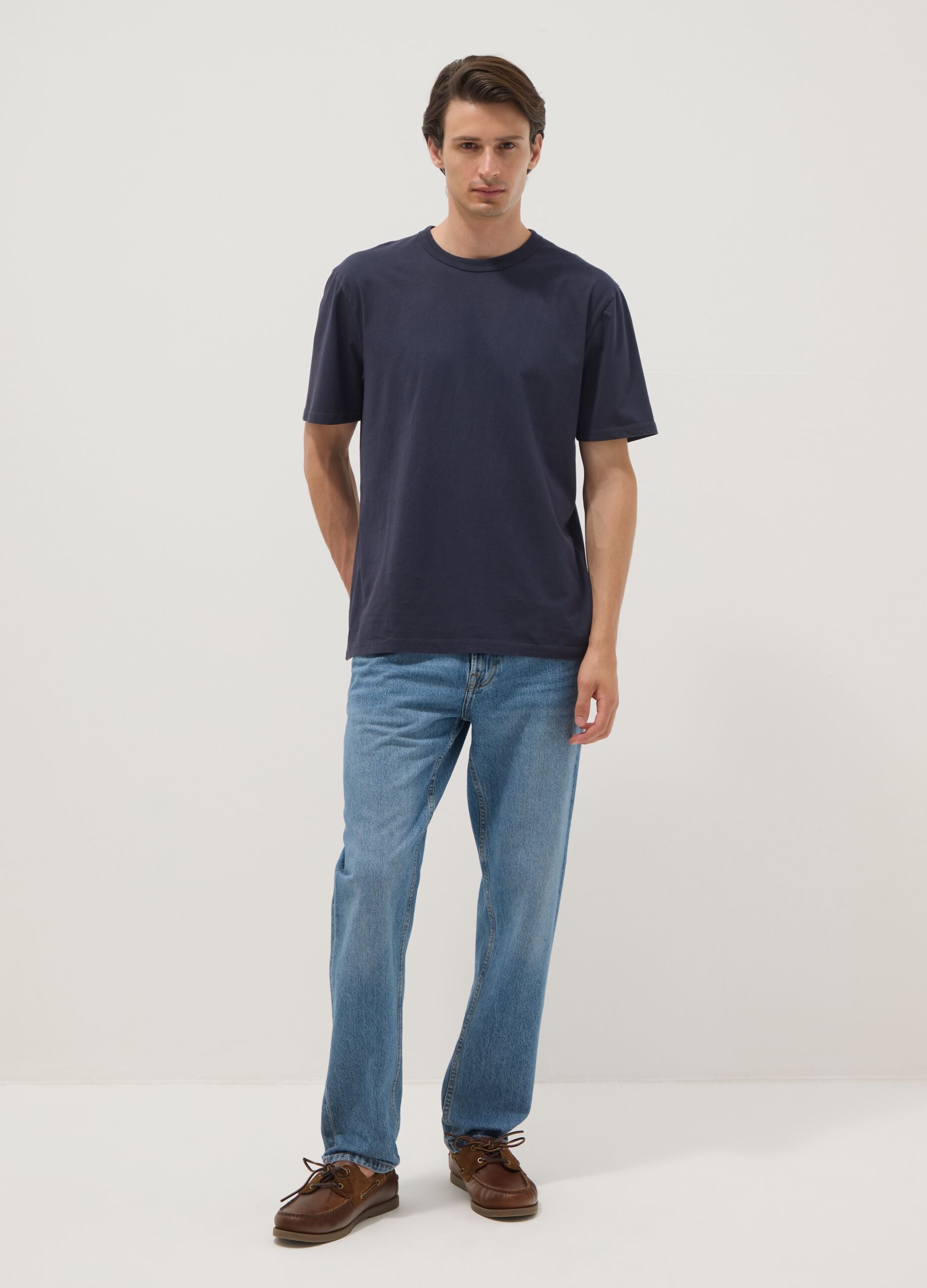 Navy pure cotton relaxed-fit T-shirt