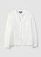 White pure cotton shirt regular fit deep V with polka dots_4