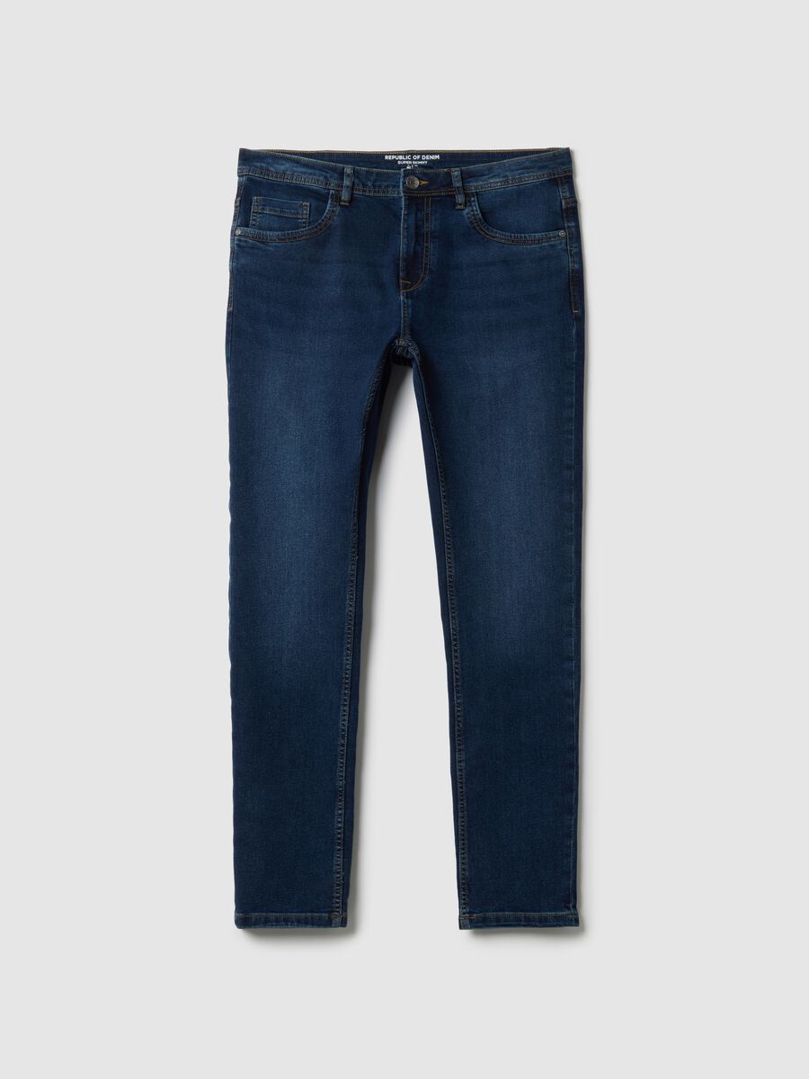 Blue Super Skinny Cotton Blend Jeans_4