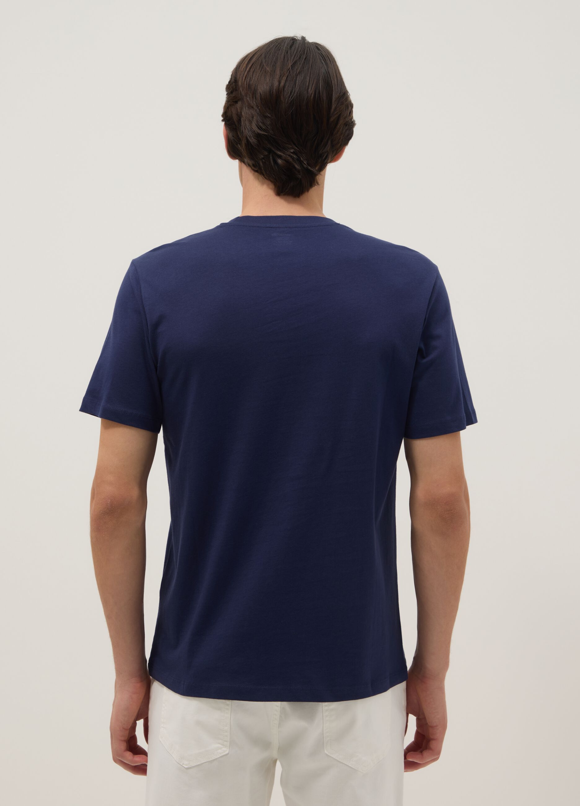 Blue pure cotton regular fit T-shirt