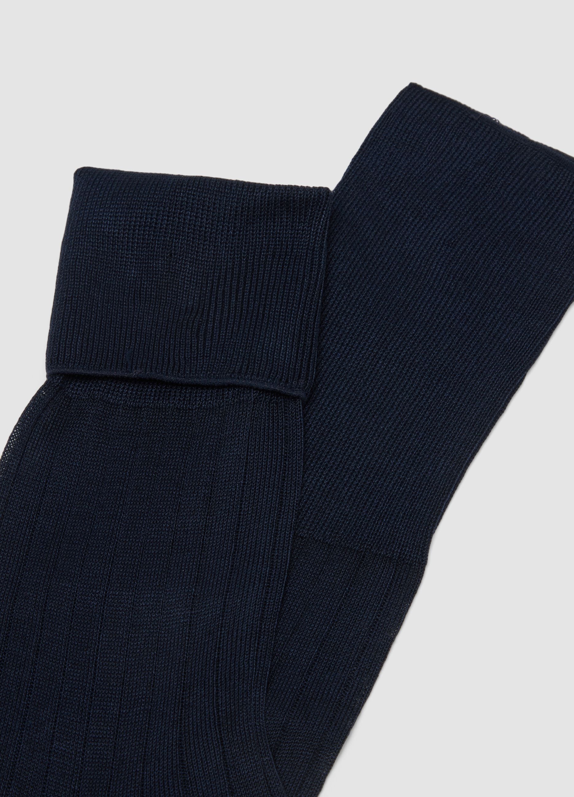 Two-pack of blue midi socks in pure cotton