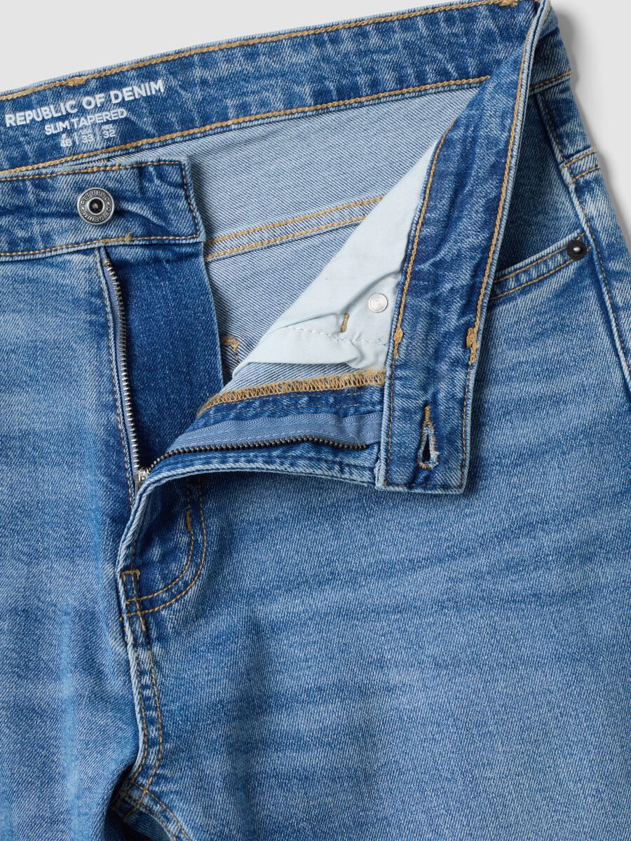 Blue slim-fit stretch cotton jeans_2