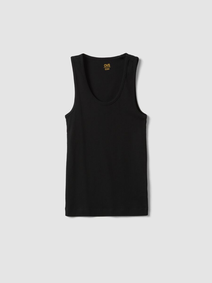 Black pure cotton tank top_4