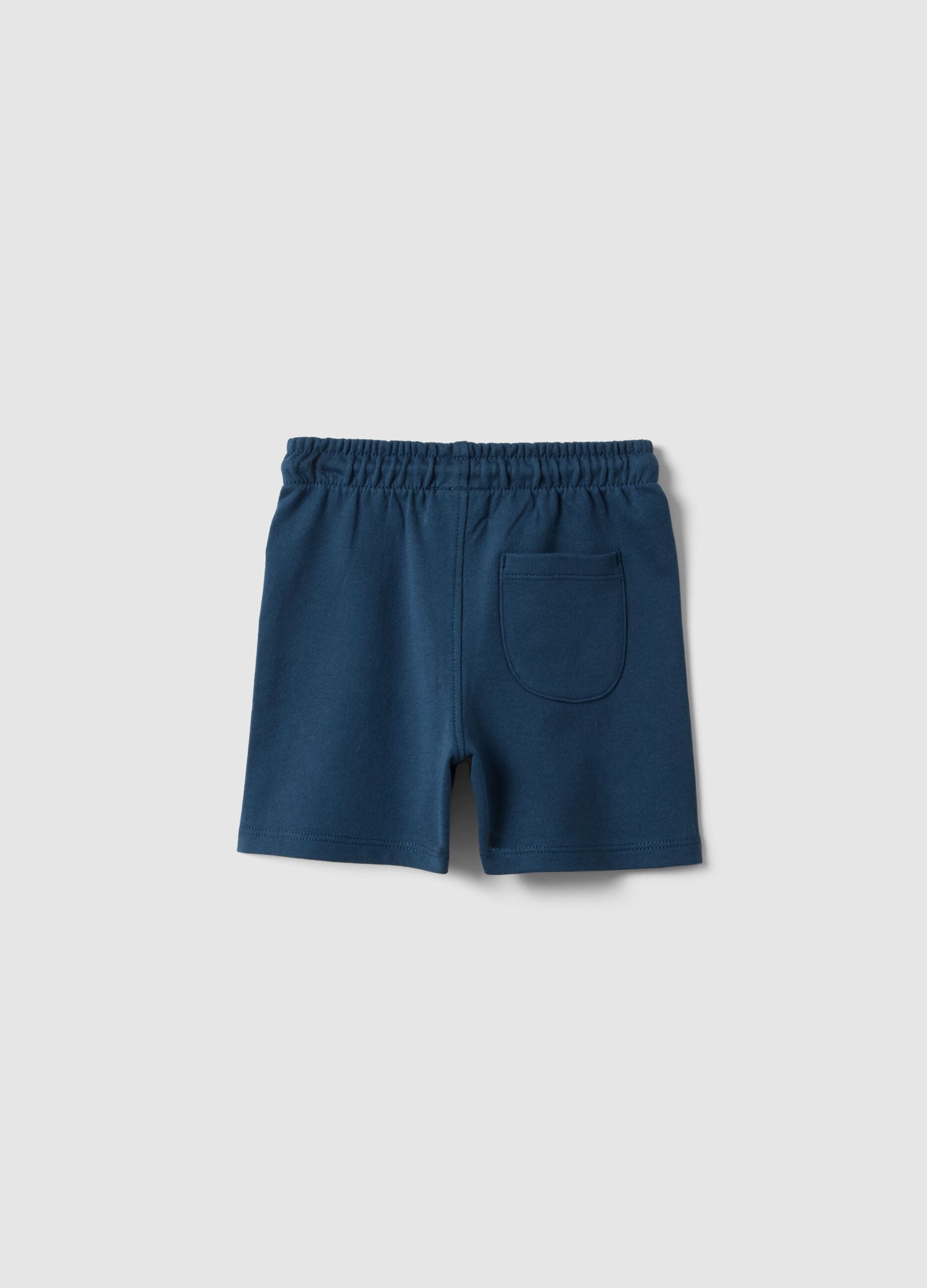 Children&rsquo;s blue pure cotton shorts, regular fit with car print