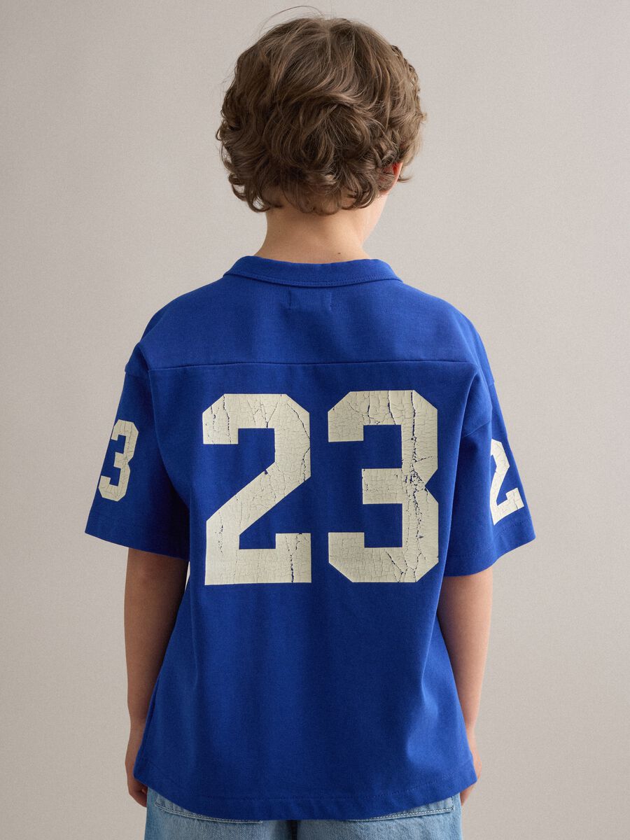 Children's oversized blue pure cotton T-shirt with prints_1