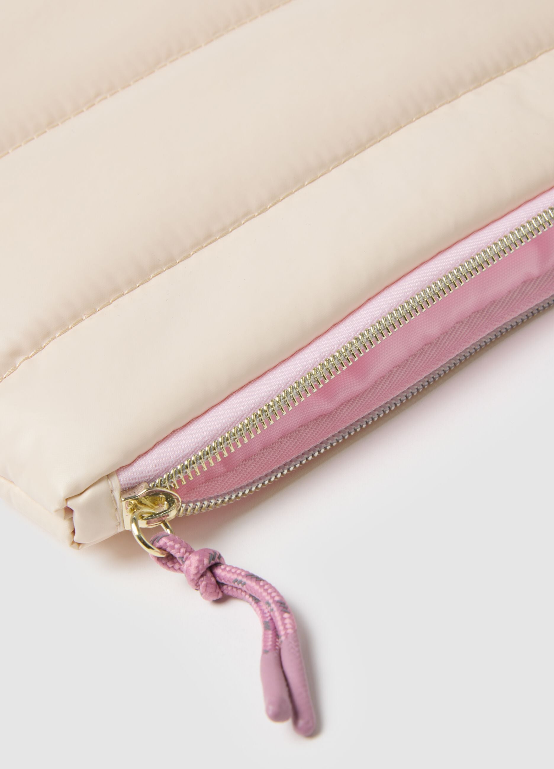 Beige Zip Clutch