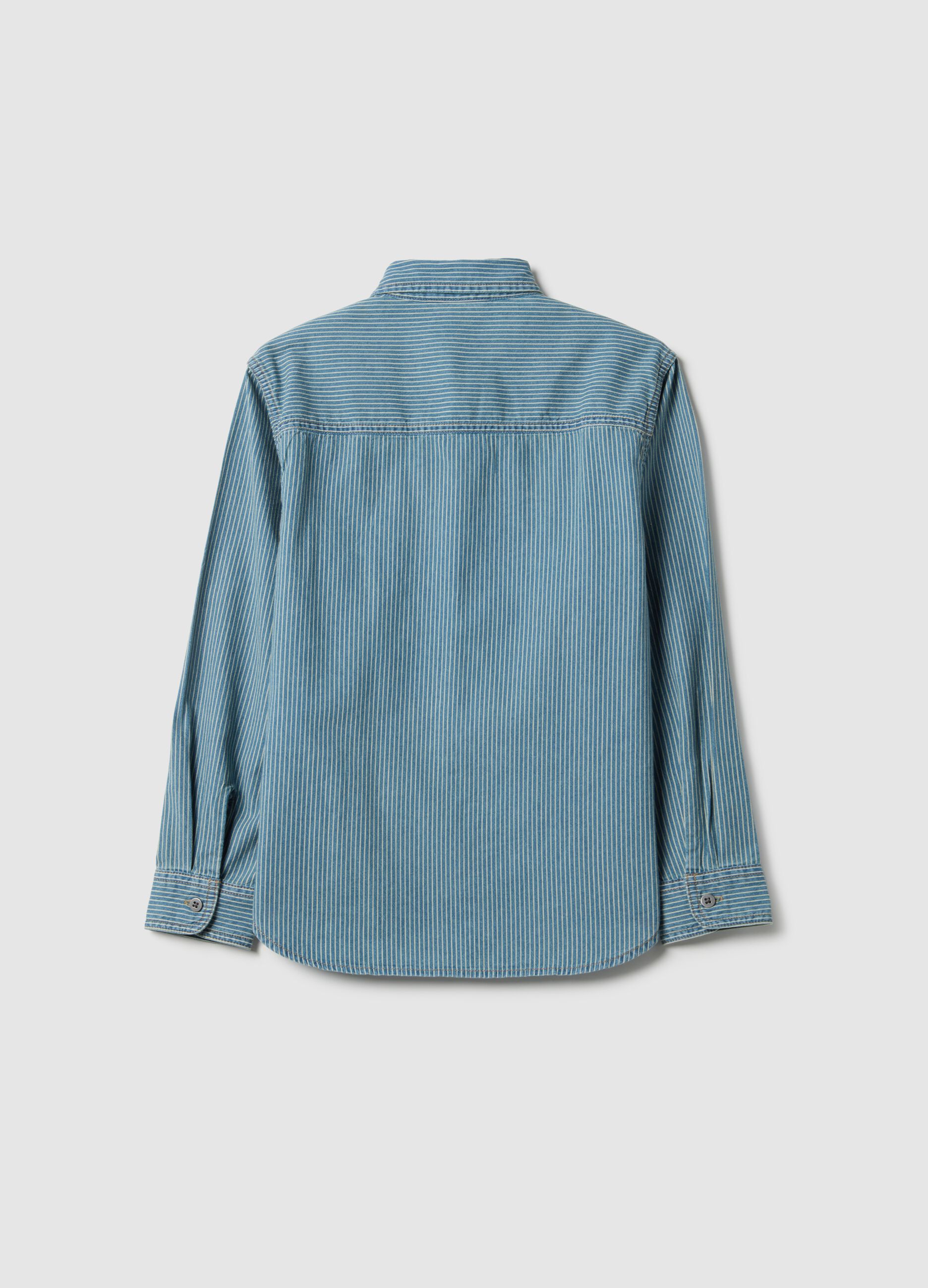 Light blue pure cotton shirt with oversized fit for boys