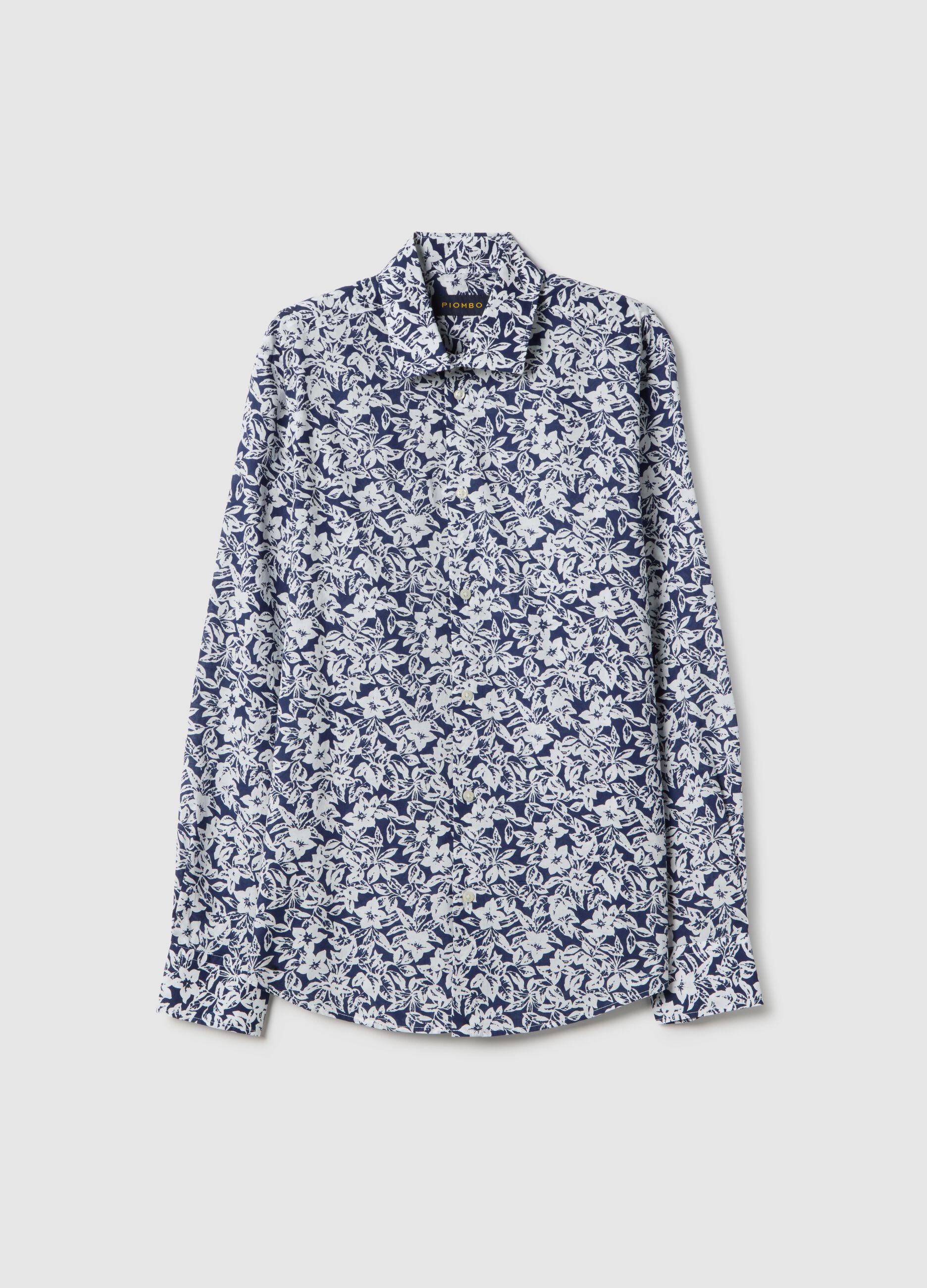Multicolour pure cotton shirt with regular fit and floral pattern