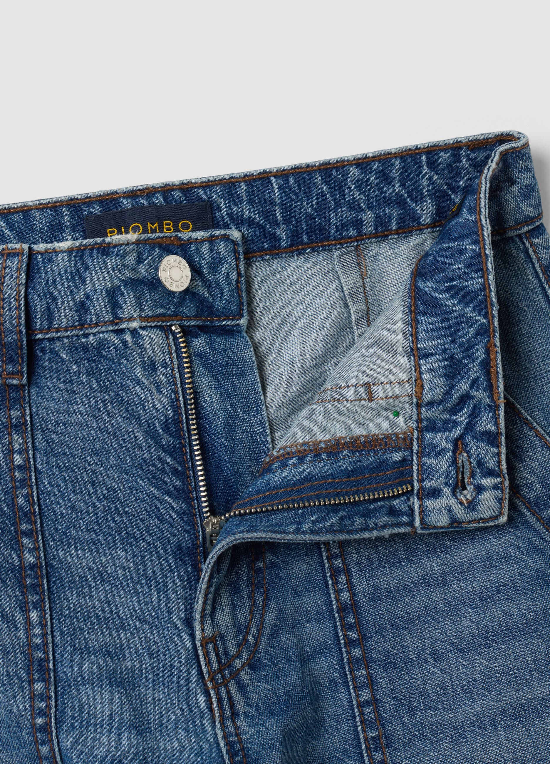 Blue denim wide-leg jeans in pure cotton