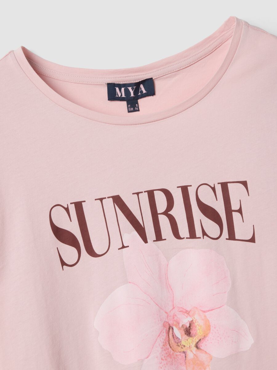 Pink pure cotton T-shirt with print, regular fit_5