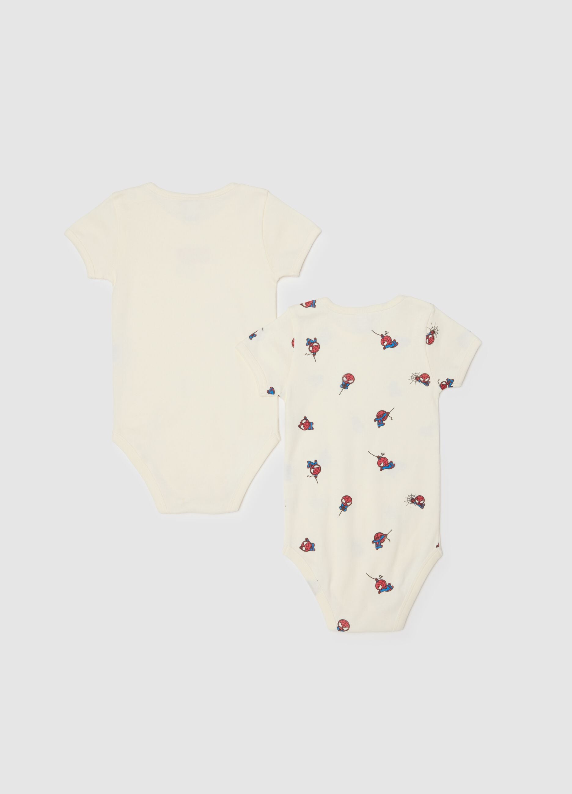 Baby beige cotton bodysuits twin pack with prints